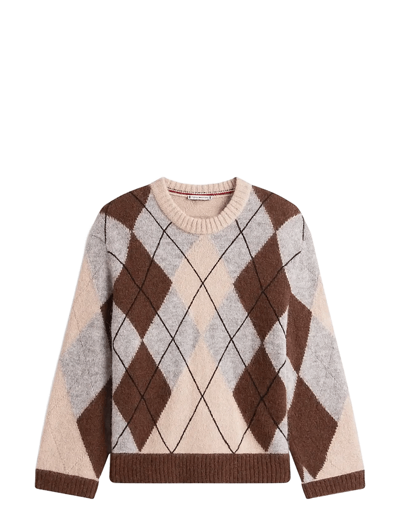 Tommy Hilfiger - ALPACA BLEND ARGYLE C-NK LS SWT - striktrøjer - argyle legacy brown / mid grey htr - 1