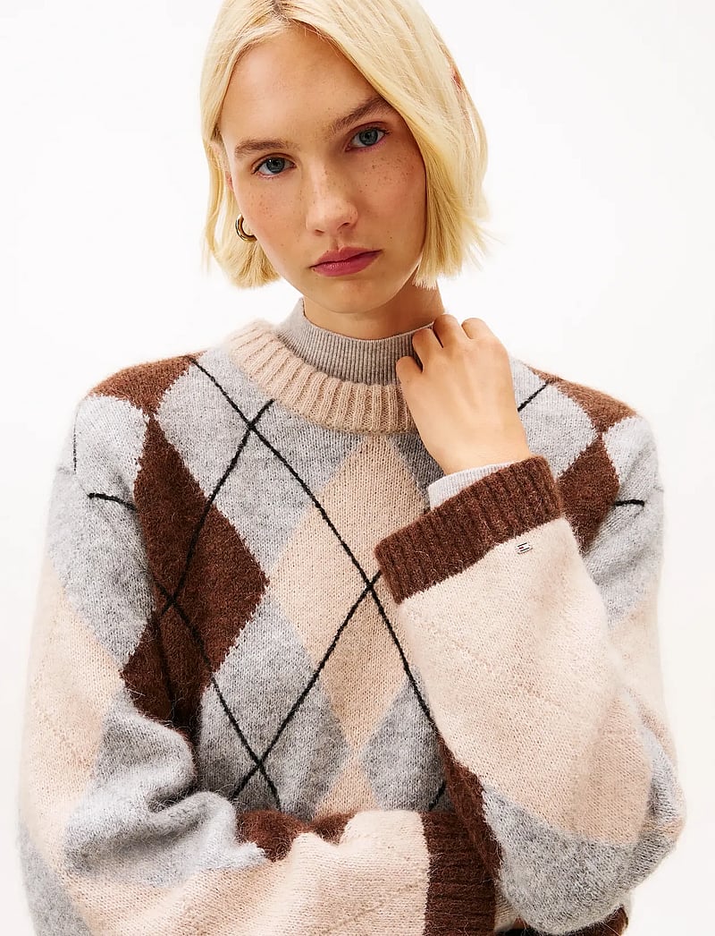 Tommy Hilfiger - ALPACA BLEND ARGYLE C-NK LS SWT - striktrøjer - argyle legacy brown / mid grey htr - 4