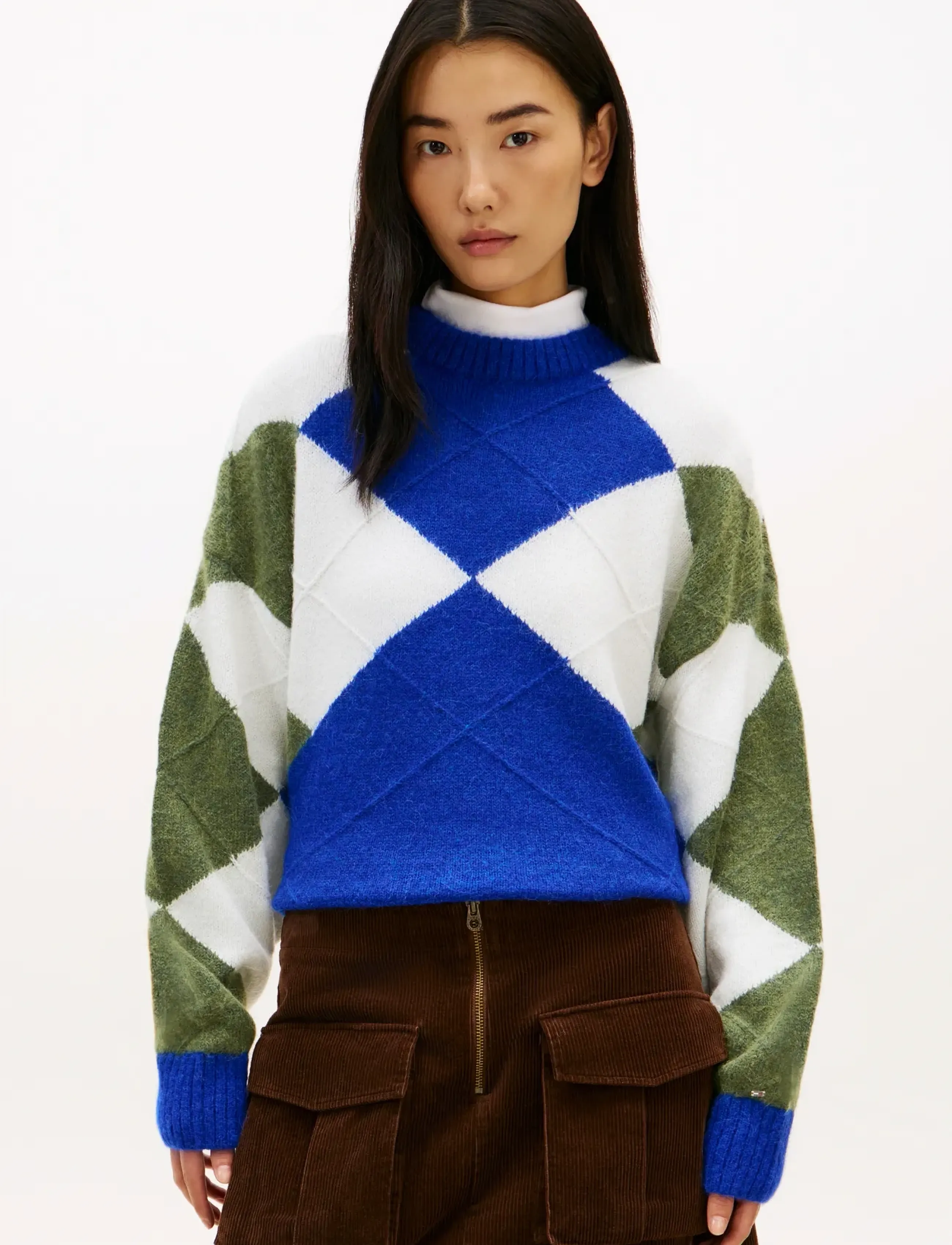 Tommy Hilfiger ALPACA BLEND ARGYLE C-NK LS SWT - Tommy Hilfiger - ARGYLE COBALT / DEEP EVERGREEN / blue