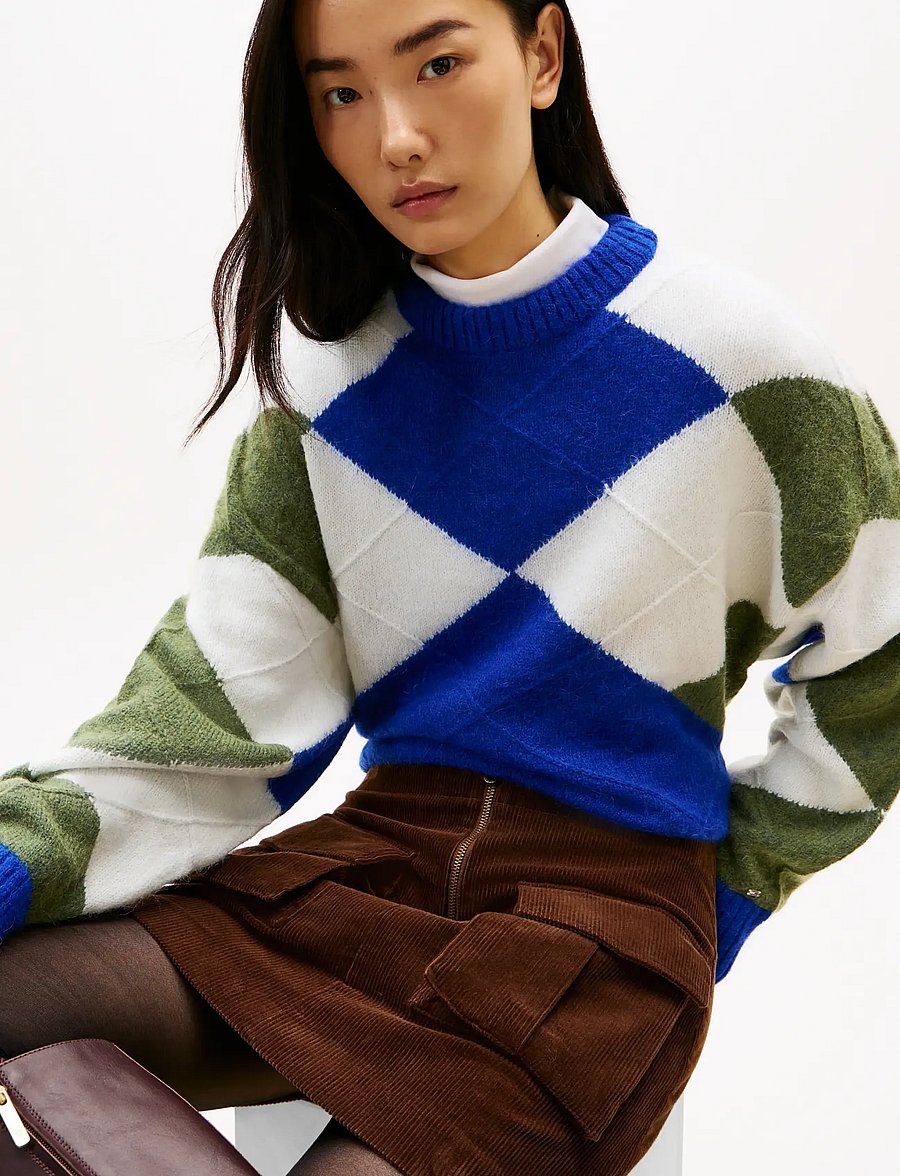 Tommy Hilfiger - ALPACA BLEND ARGYLE C-NK LS SWT - pullover - argyle cobalt / deep evergreen - 4
