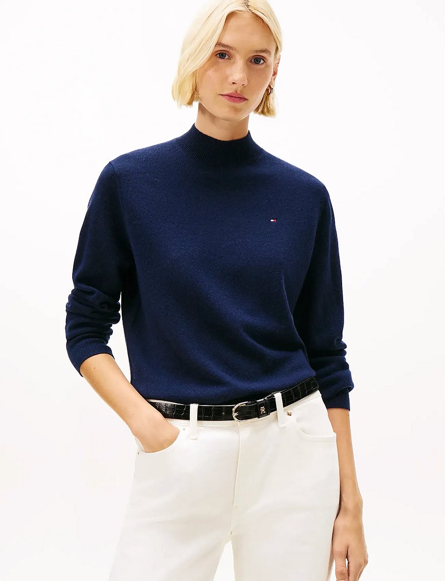 Tommy Hilfiger - WOOL CASH MOCK-NK LS SWT - kaschmir - dark night navy - 0