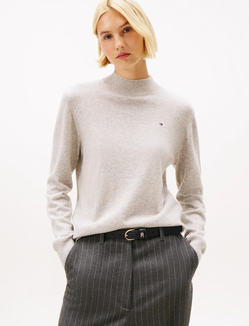 Tommy Hilfiger - WOOL CASH MOCK-NK LS SWT - cashmere - light grey heather - 0