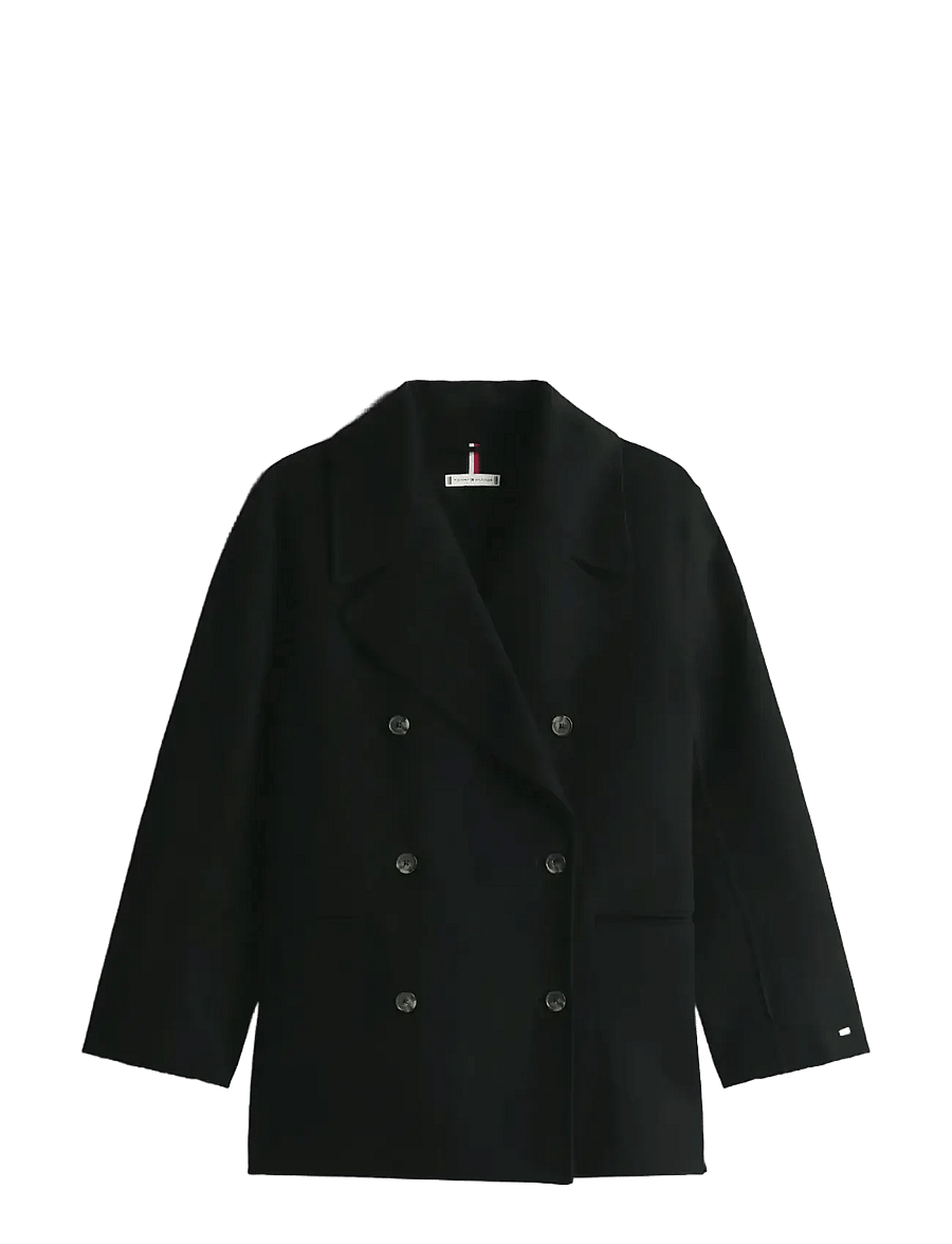 Tommy Hilfiger - DF WOOL BLEND REG PEACOAT - vinterjakker - black - 1