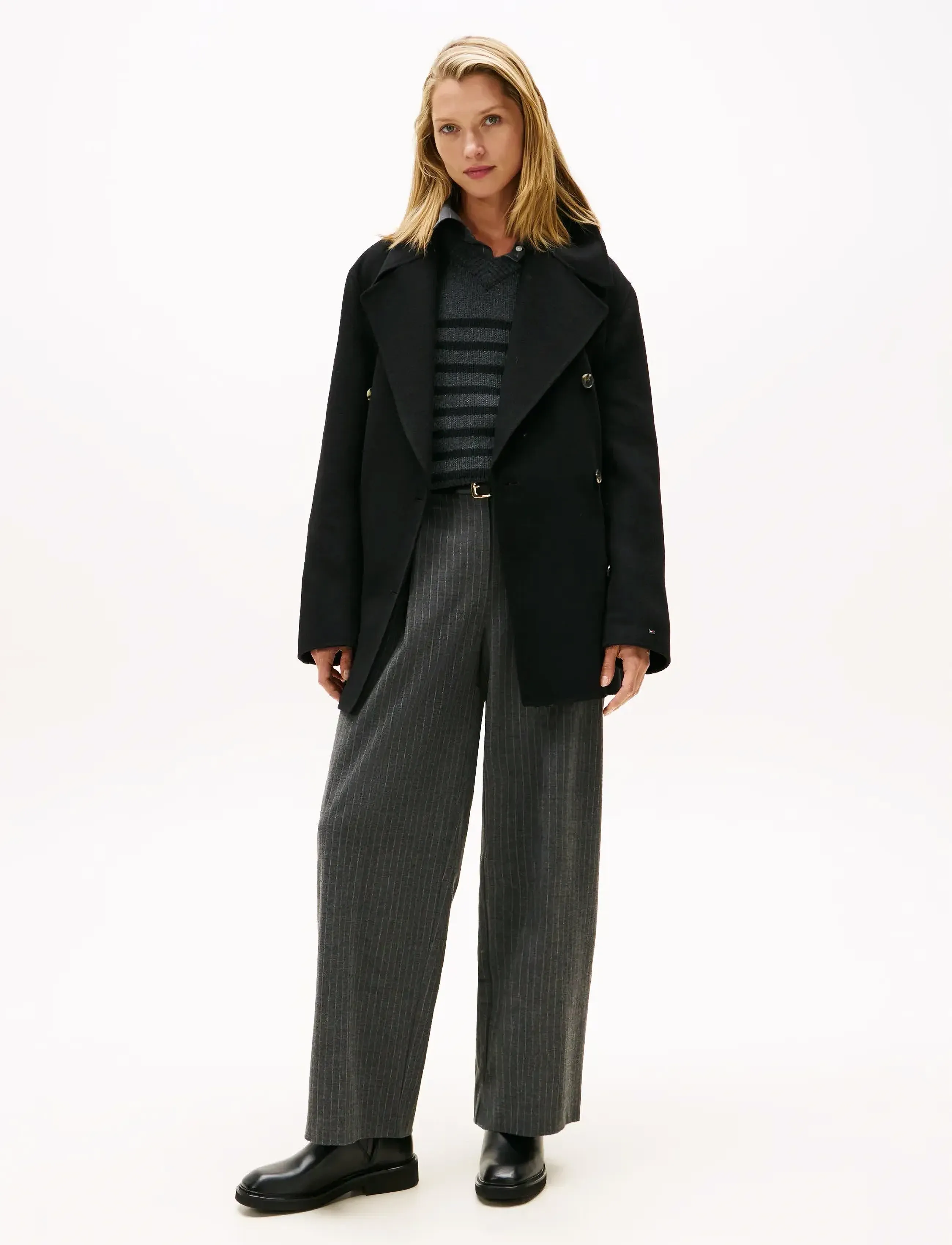 Tommy Hilfiger DF WOOL BLEND REG PEACOAT - Tommy Hilfiger - BLACK / black