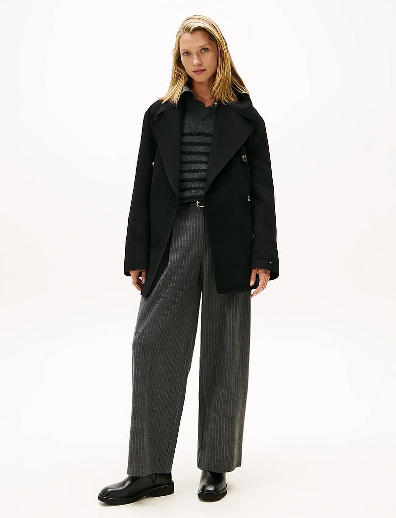 Tommy Hilfiger - DF WOOL BLEND REG PEACOAT - vinterjackor - black - 0