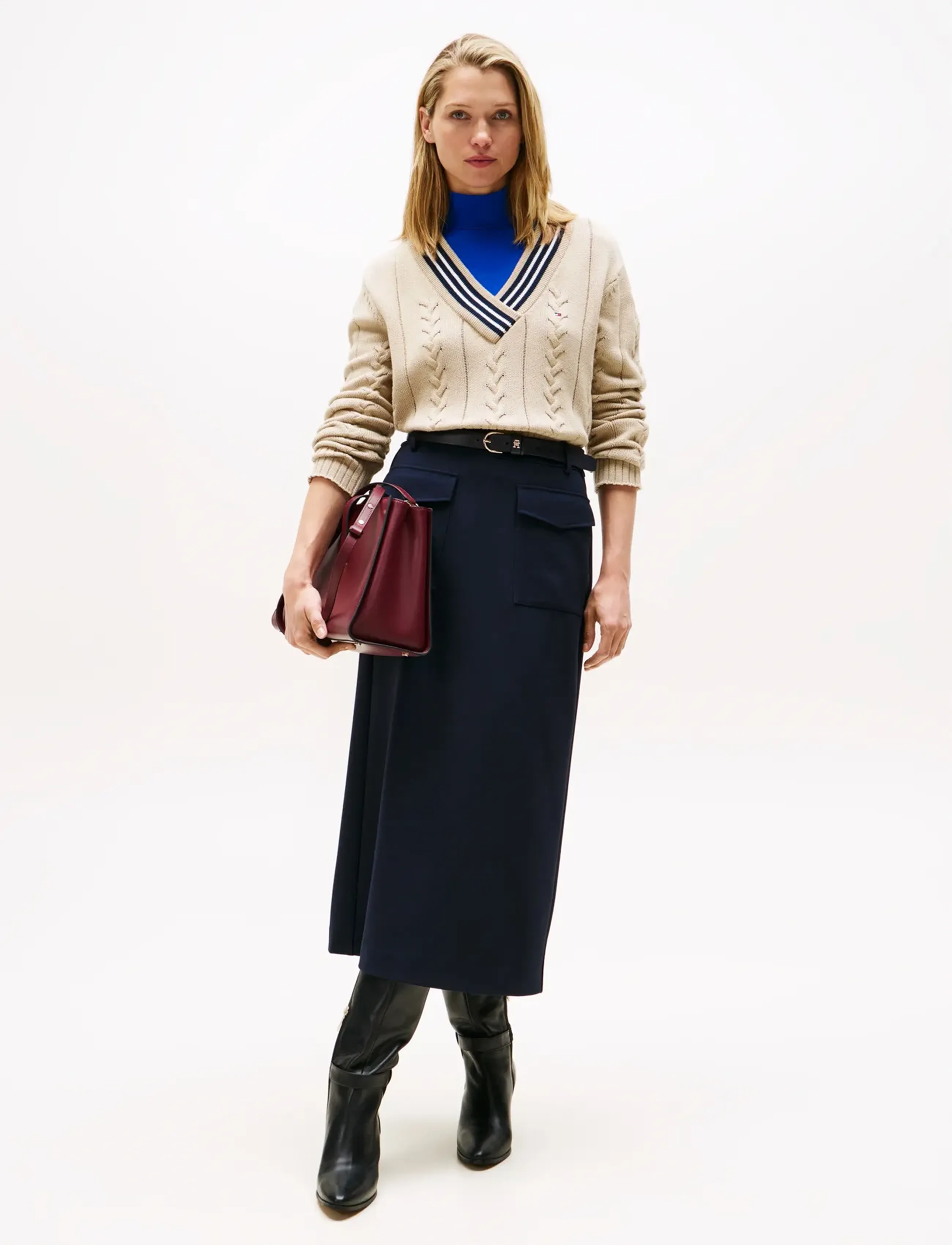 Tommy Hilfiger PUNTO TAILORED MIDI SKIRT - Röcke - DARK NIGHT NAVY / navy