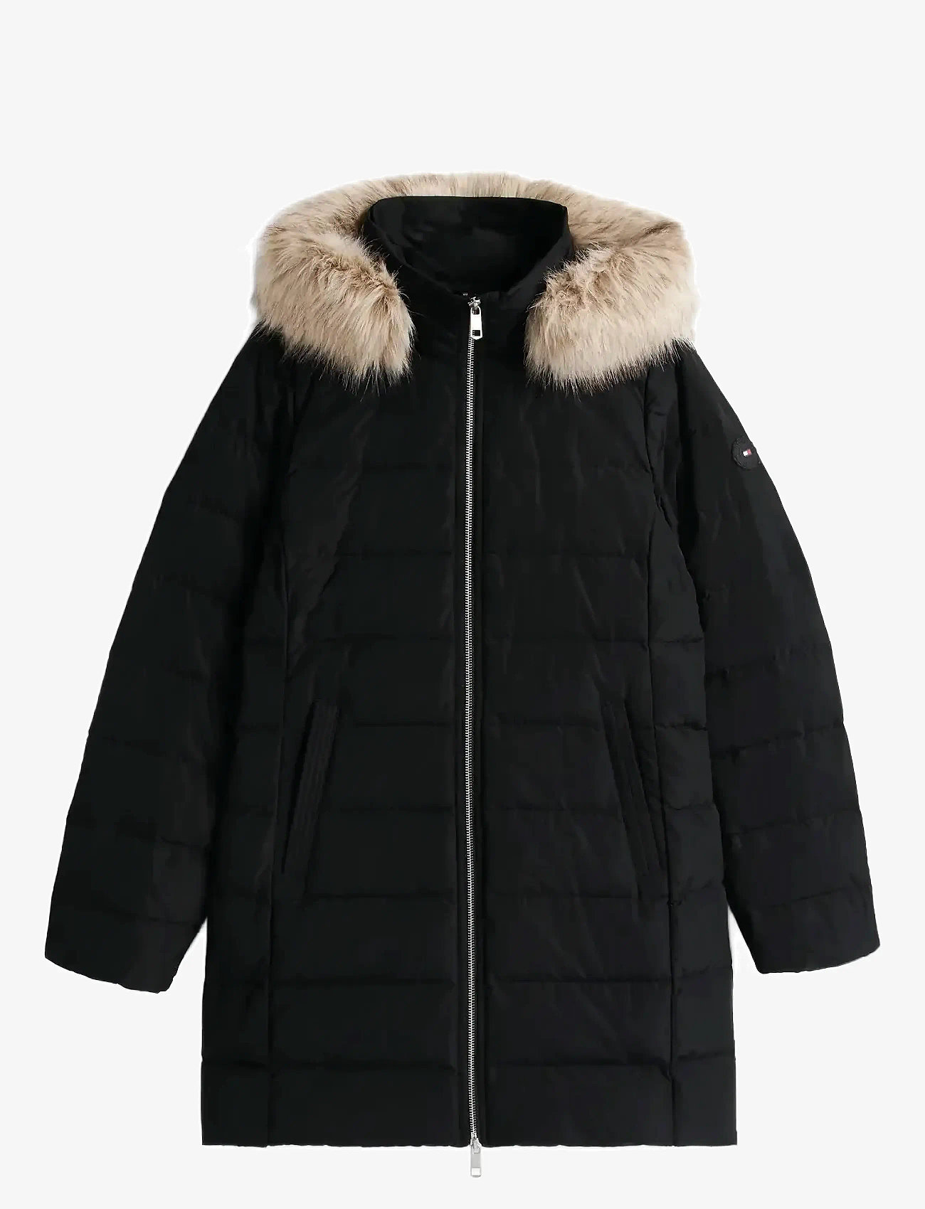Tommy Hilfiger - MW DOWN SLIM COAT WITH FUR - dunfrakker - black - 1