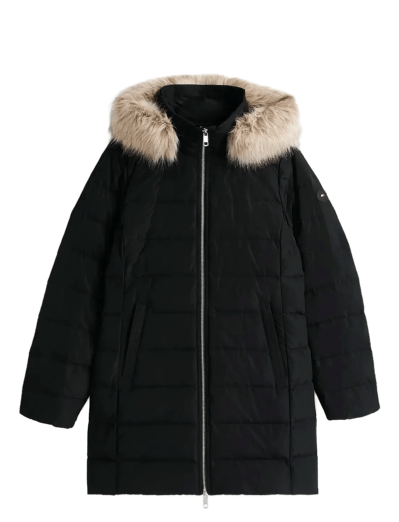 Tommy Hilfiger - MW DOWN SLIM COAT WITH FUR - ziemas jakas - black - 1