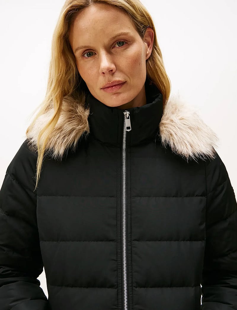 Tommy Hilfiger - MW DOWN SLIM COAT WITH FUR - ziemas jakas - black - 2