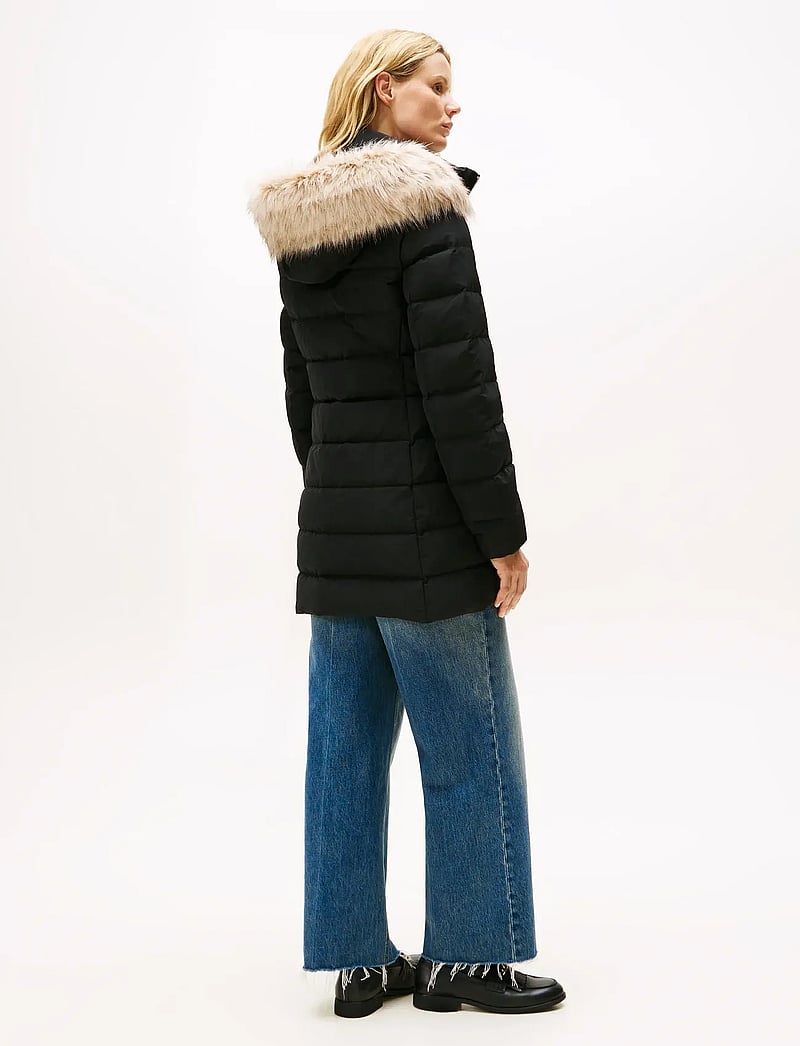 Tommy Hilfiger - MW DOWN SLIM COAT WITH FUR - ziemas jakas - black - 4