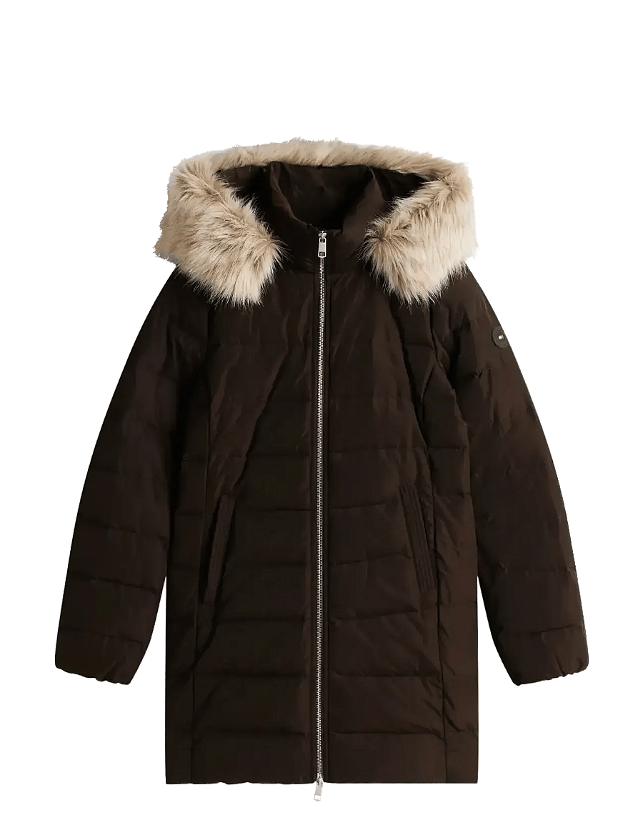 Tommy Hilfiger - MW DOWN SLIM COAT WITH FUR - winterjacken - dark coffee - 1