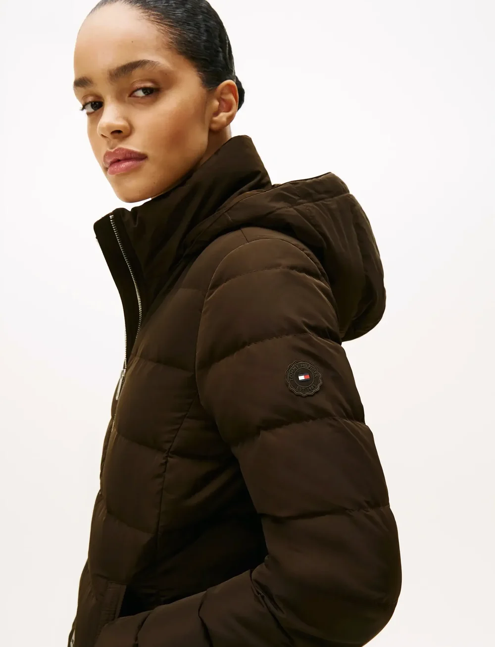 Tommy Hilfiger - MW DOWN SLIM COAT WITH FUR - voodriga mantlid - dark coffee - 3