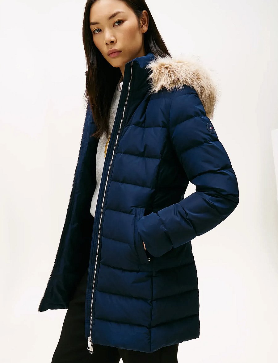 Tommy Hilfiger - MW DOWN SLIM COAT WITH FUR - ziemas jakas - dark night navy - 2