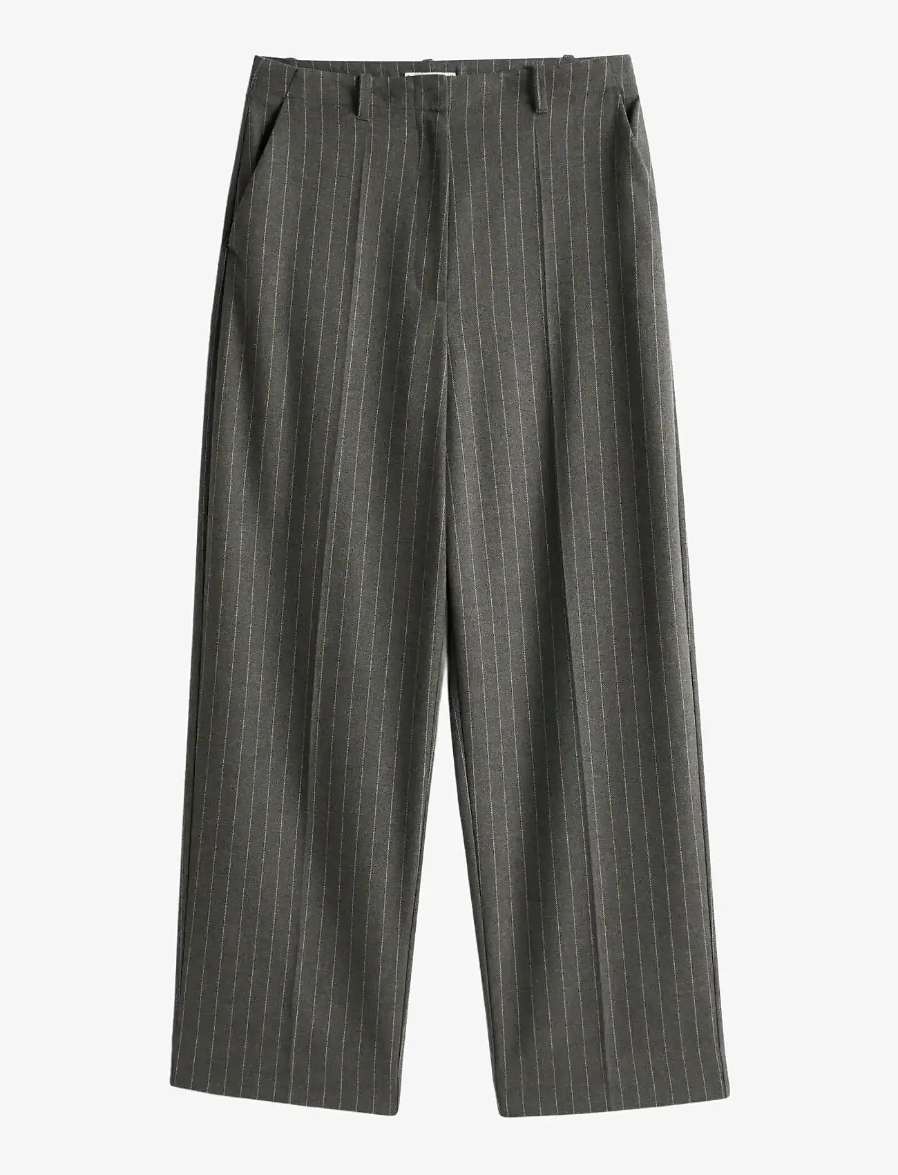 Tommy Hilfiger - PINSTRIPE LOOSE STRAIGHT PANT - kostymbyxor - mid grey heather pinstripe - 1
