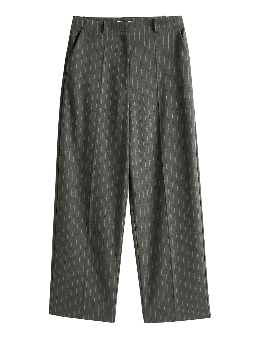 Tommy Hilfiger - PINSTRIPE LOOSE STRAIGHT PANT - dalykinio stiliaus kelnės - mid grey heather pinstripe - 1