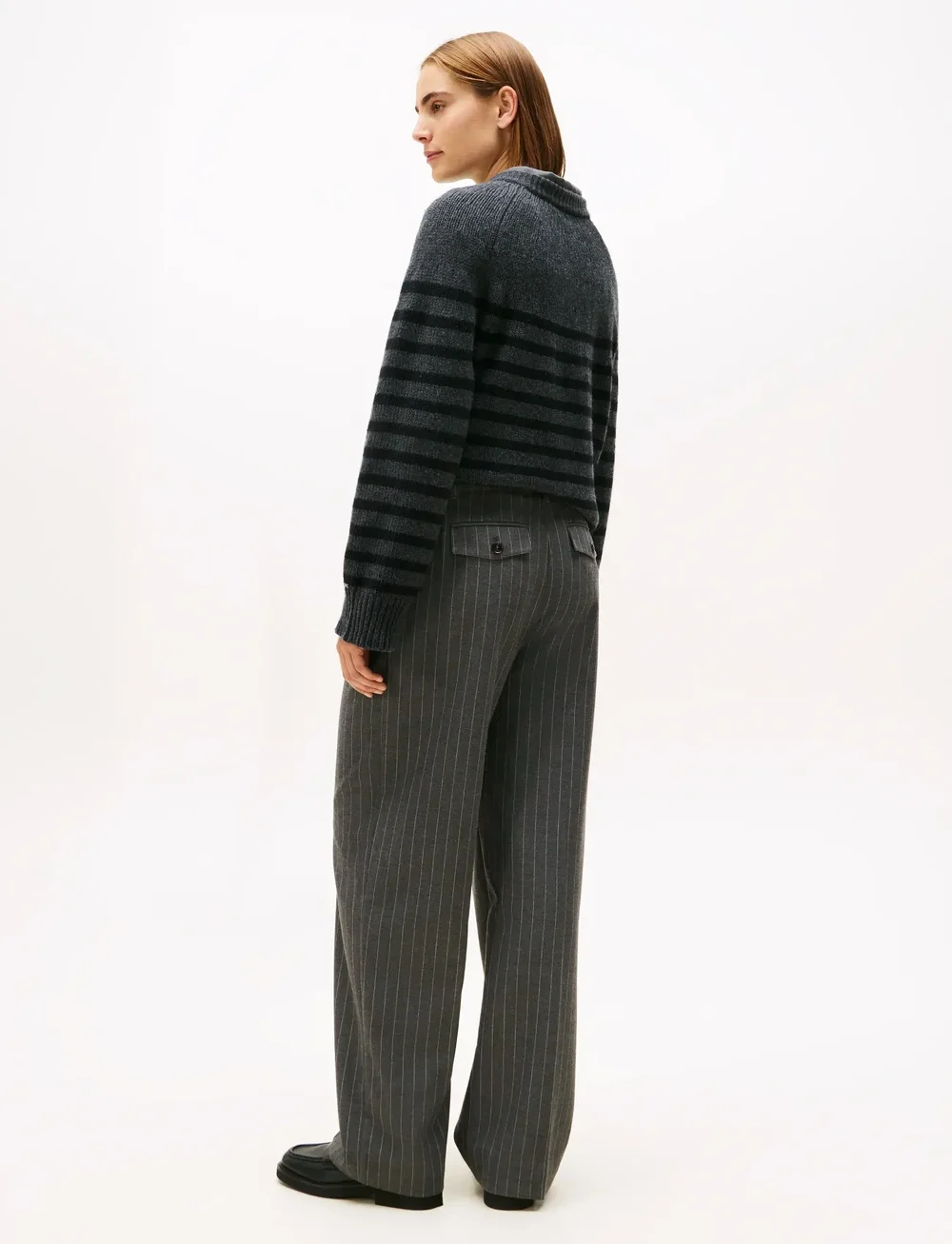 Tommy Hilfiger - PINSTRIPE LOOSE STRAIGHT PANT - habitbukser - mid grey heather pinstripe - 2