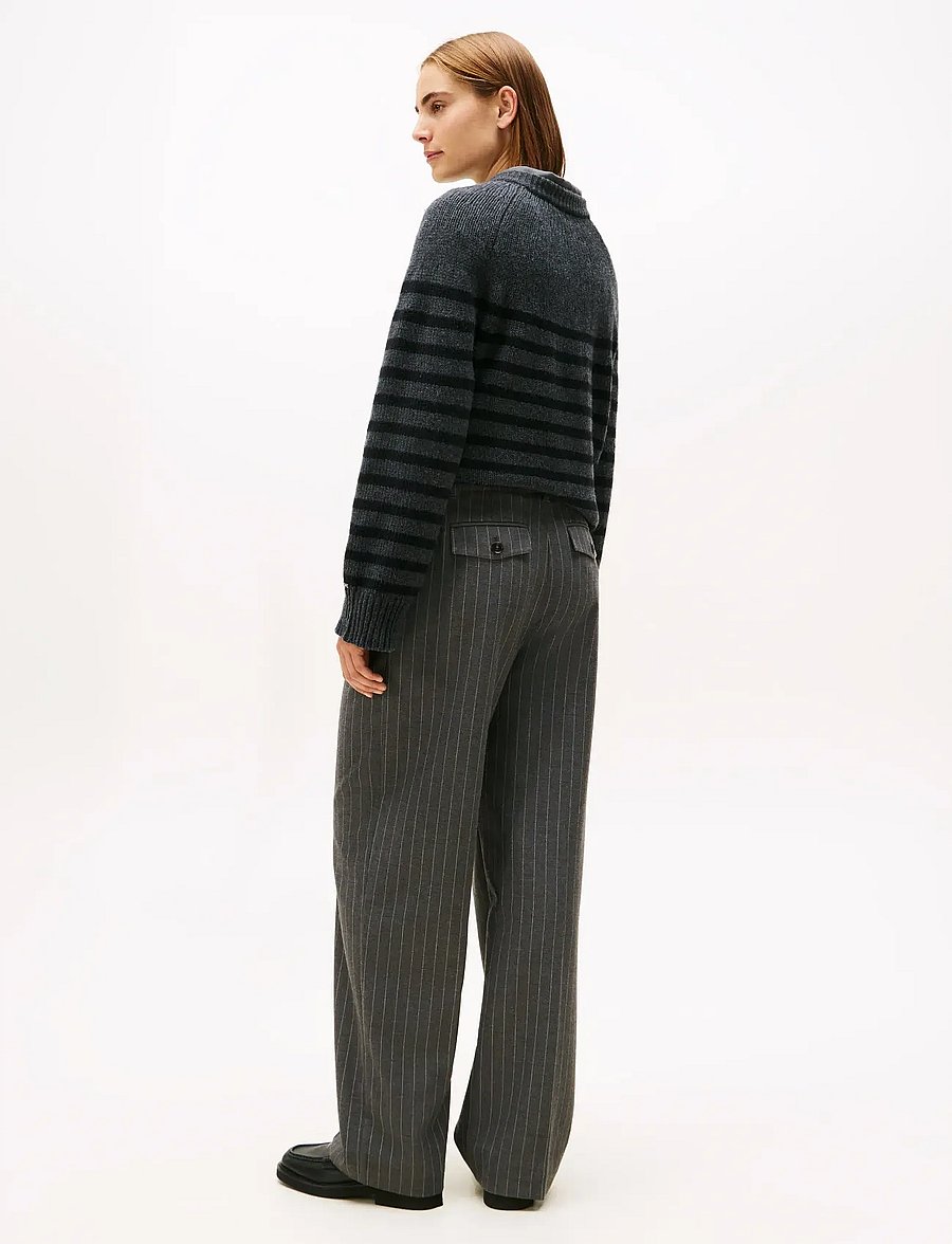 Tommy Hilfiger - PINSTRIPE LOOSE STRAIGHT PANT - dalykinio stiliaus kelnės - mid grey heather pinstripe - 2