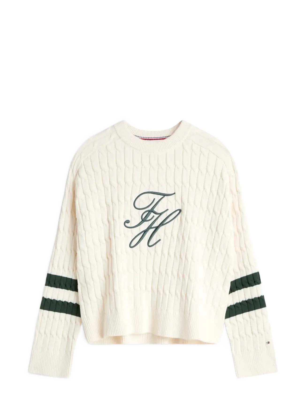 Tommy Hilfiger TEXTURED GRAPHIC C-NK LS SWT - Strik - CALICO / cream