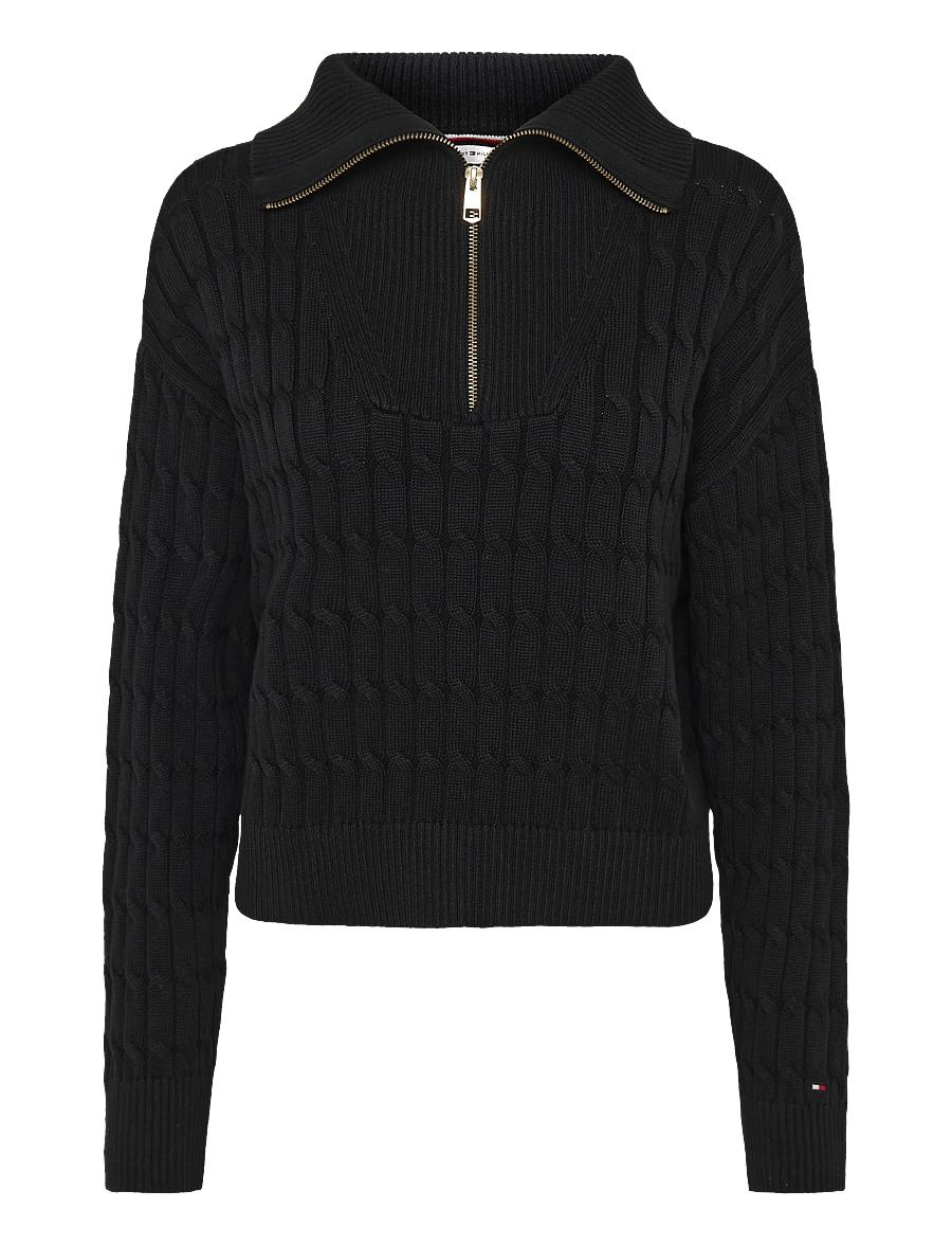 Tommy Hilfiger - CO CABLE MID GG 1/2 ZIP LS SWT - pullover - black - 0