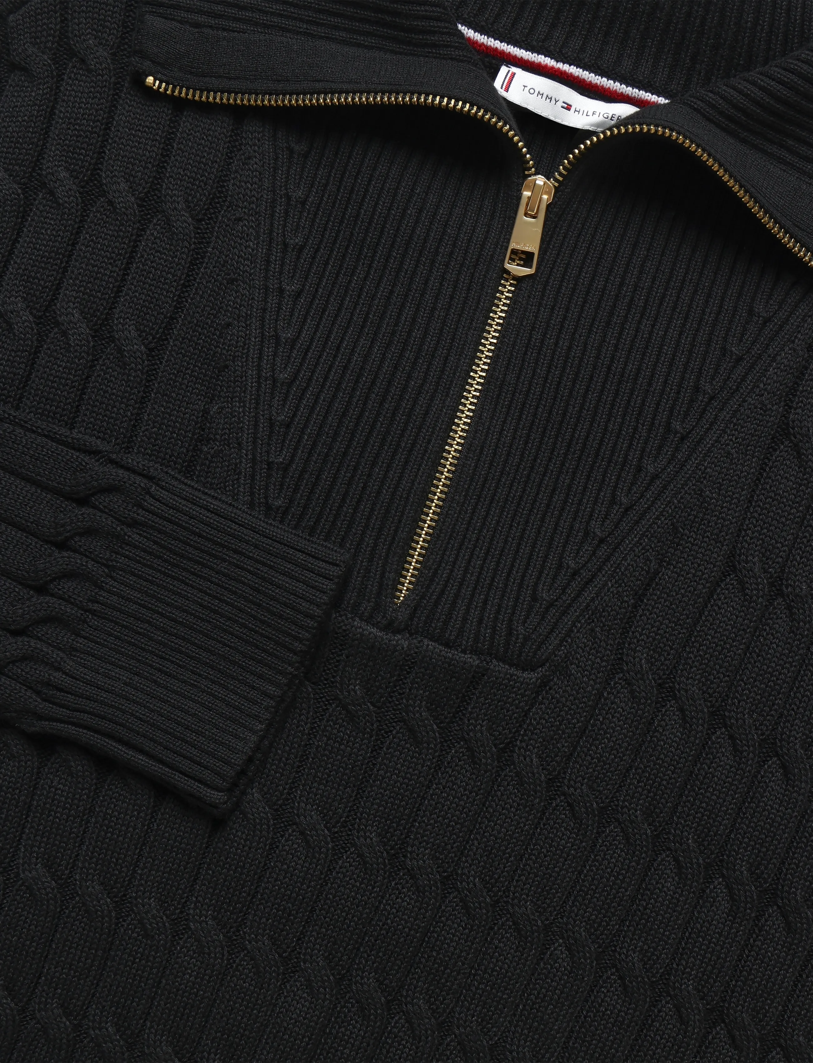 Tommy Hilfiger - CO CABLE MID GG 1/2 ZIP LS SWT - pullover - black - 2
