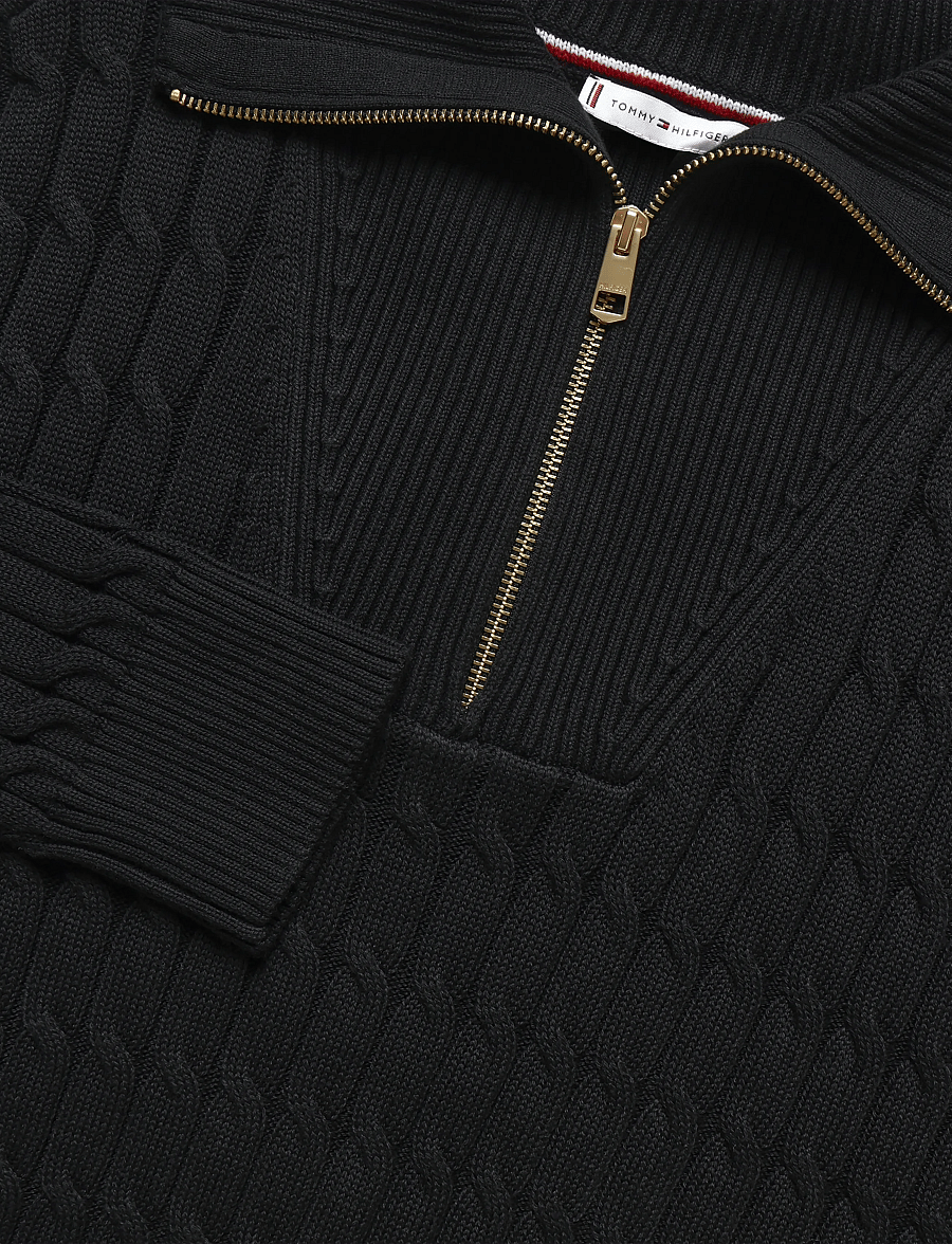 Tommy Hilfiger - CO CABLE MID GG 1/2 ZIP LS SWT - pullover - black - 2