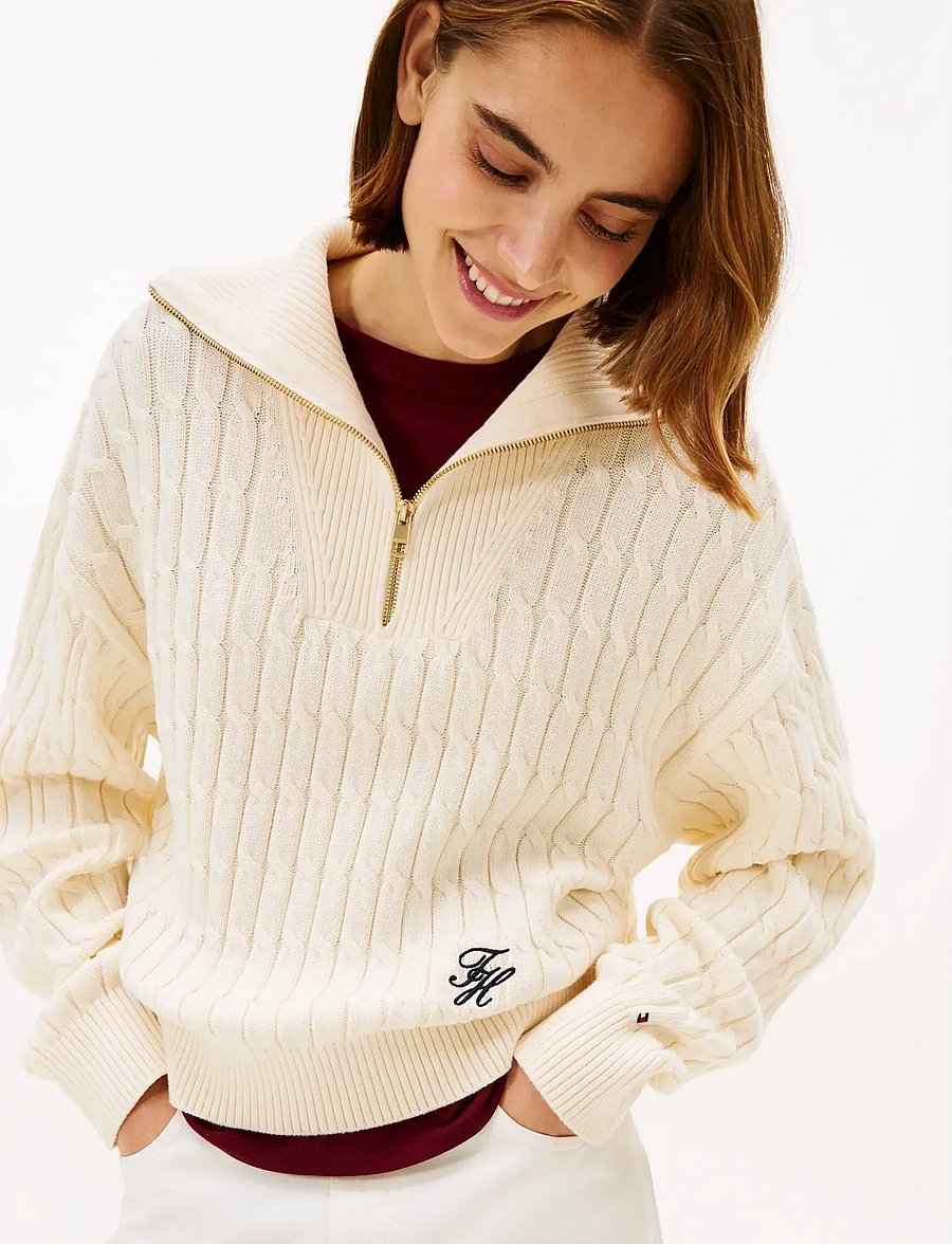 Tommy Hilfiger - CO CABLE MID GG 1/2 ZIP LS SWT - gebreide truien - calico - 4