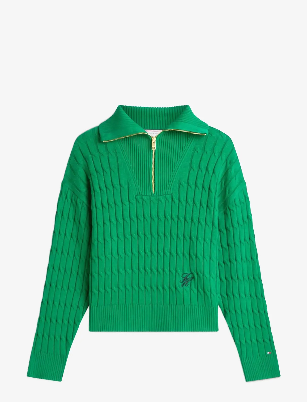 Tommy Hilfiger - CO CABLE MID GG 1/2 ZIP LS SWT - pulls - nouveau green - 1