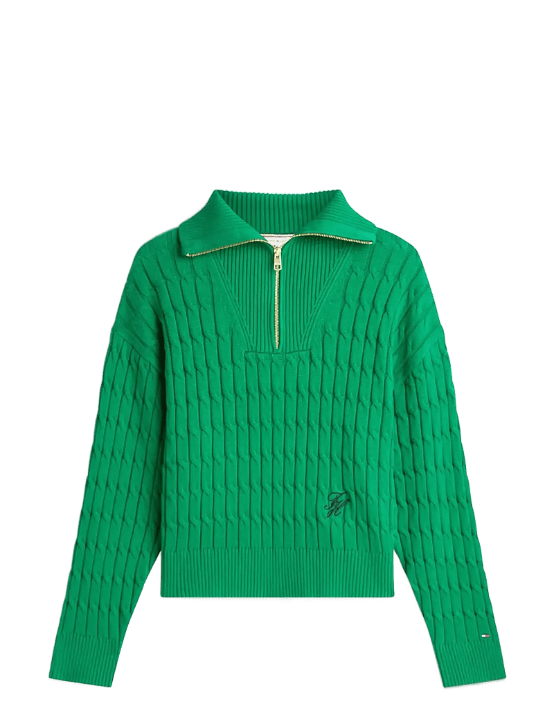 Tommy Hilfiger - CO CABLE MID GG 1/2 ZIP LS SWT - pulls - nouveau green - 1
