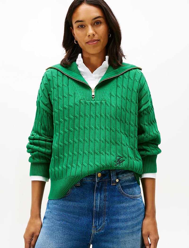 Tommy Hilfiger - CO CABLE MID GG 1/2 ZIP LS SWT - pulls - nouveau green - 0