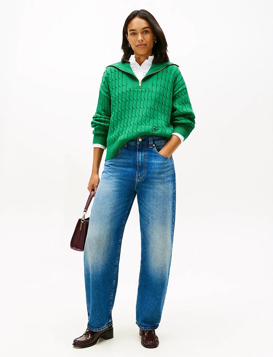 Tommy Hilfiger - CO CABLE MID GG 1/2 ZIP LS SWT - jumpers - nouveau green - 2