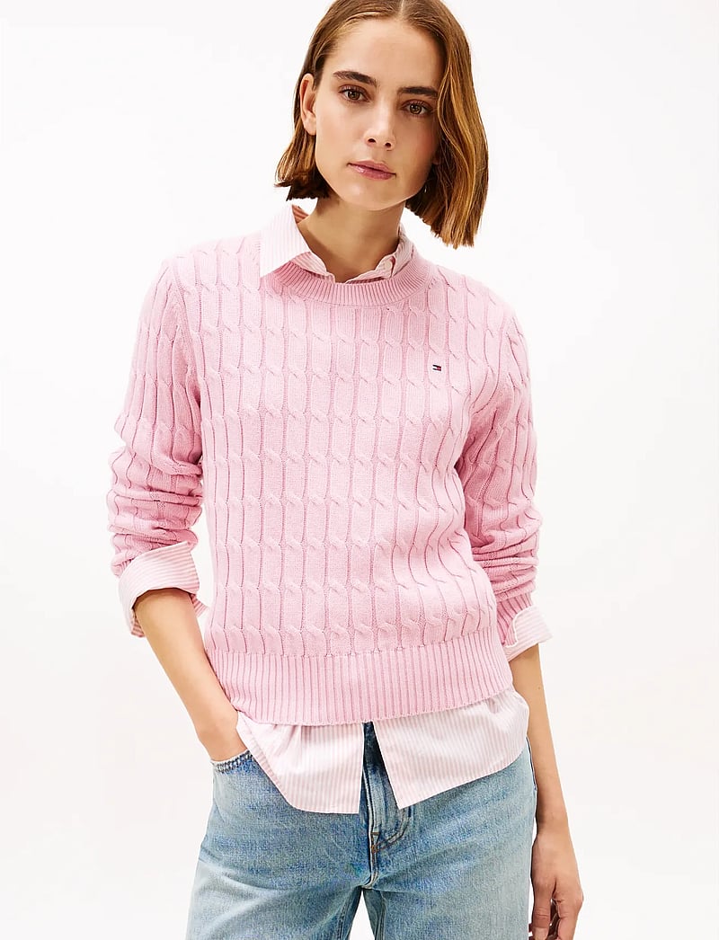 Tommy Hilfiger - CO CABLE MID GG C-NK LS SWT - stickade tröjor - bonita pink - 0