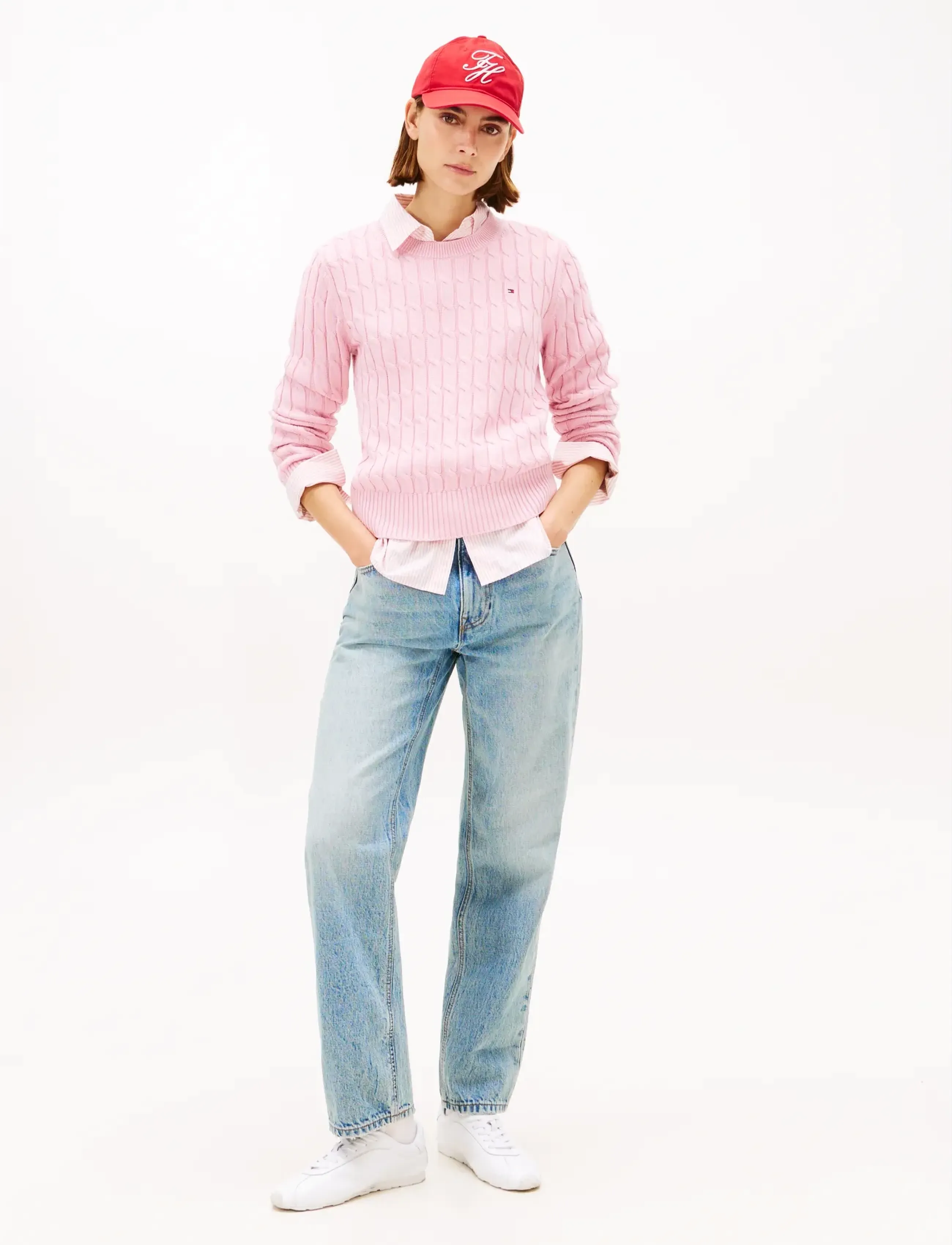 Tommy Hilfiger - CO CABLE MID GG C-NK LS SWT - jumpers - bonita pink - 2