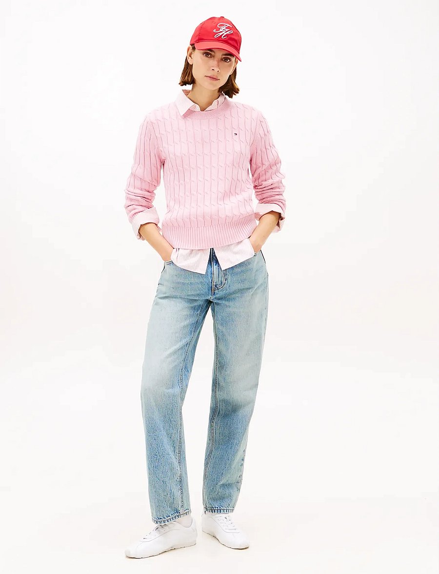 Tommy Hilfiger - CO CABLE MID GG C-NK LS SWT - pullover - bonita pink - 2