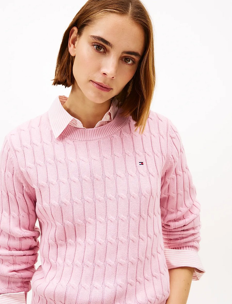 Tommy Hilfiger - CO CABLE MID GG C-NK LS SWT - pullover - bonita pink - 4