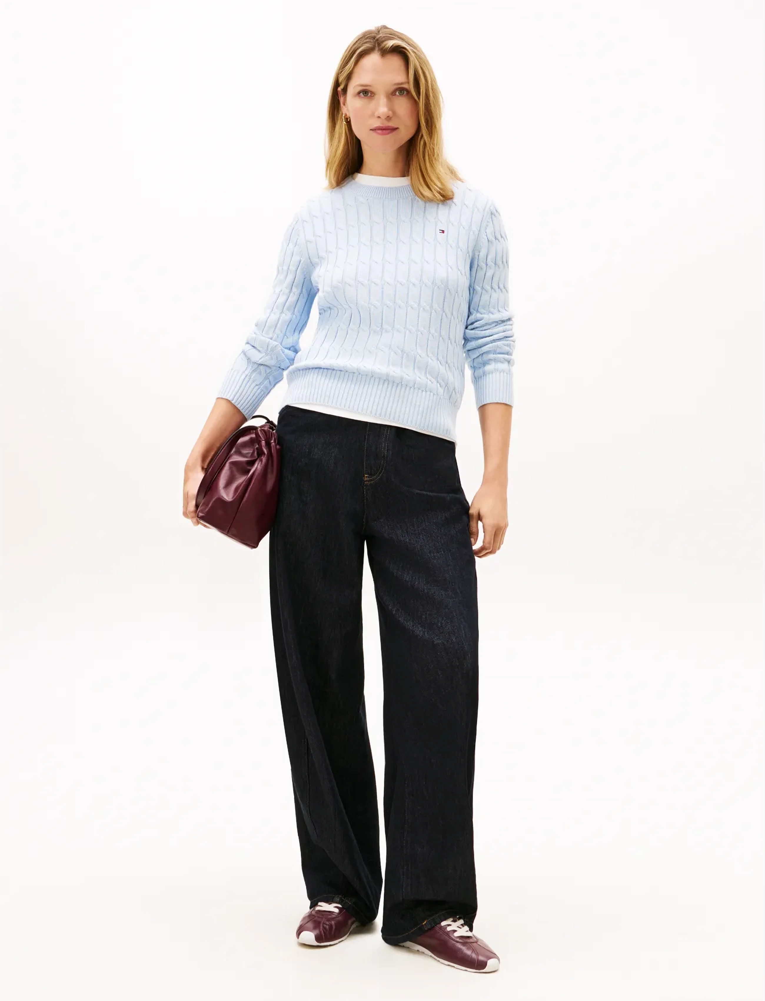 Tommy Hilfiger - CO CABLE MID GG C-NK LS SWT - jumpers - breezy blue - 2
