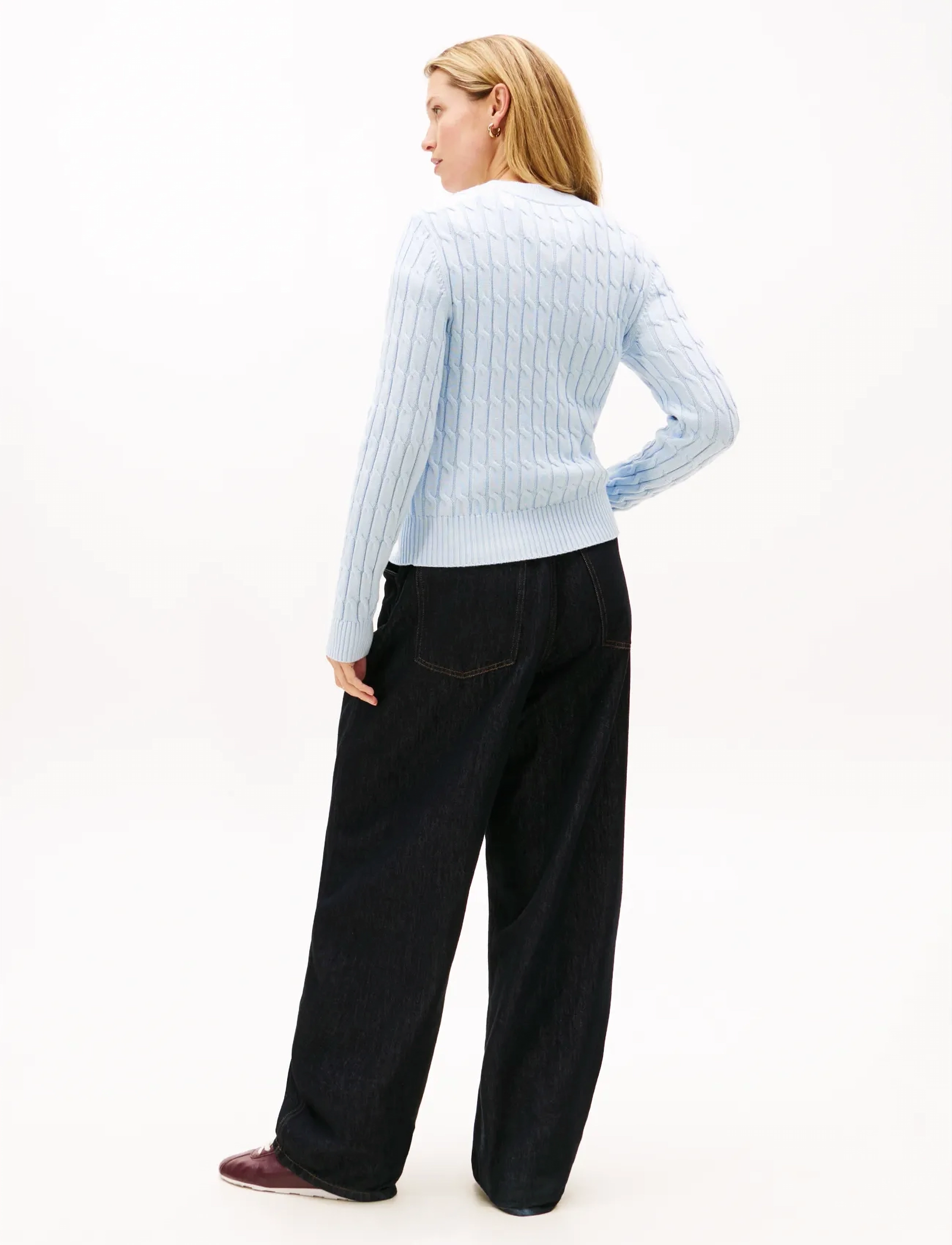 Tommy Hilfiger - CO CABLE MID GG C-NK LS SWT - jumpers - breezy blue - 3