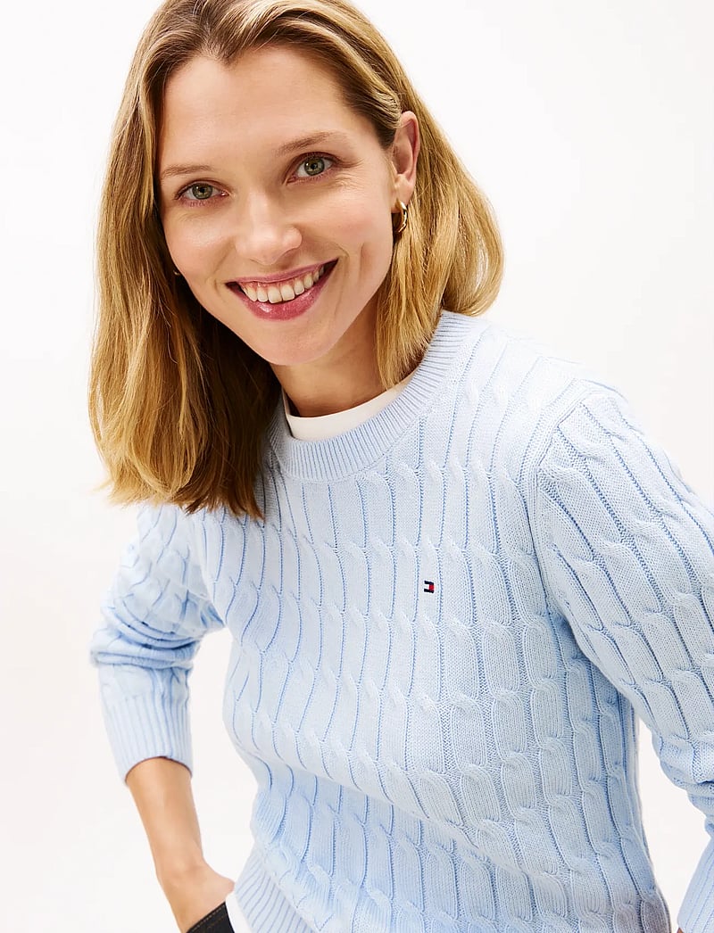 Tommy Hilfiger - CO CABLE MID GG C-NK LS SWT - striktrøjer - breezy blue - 4