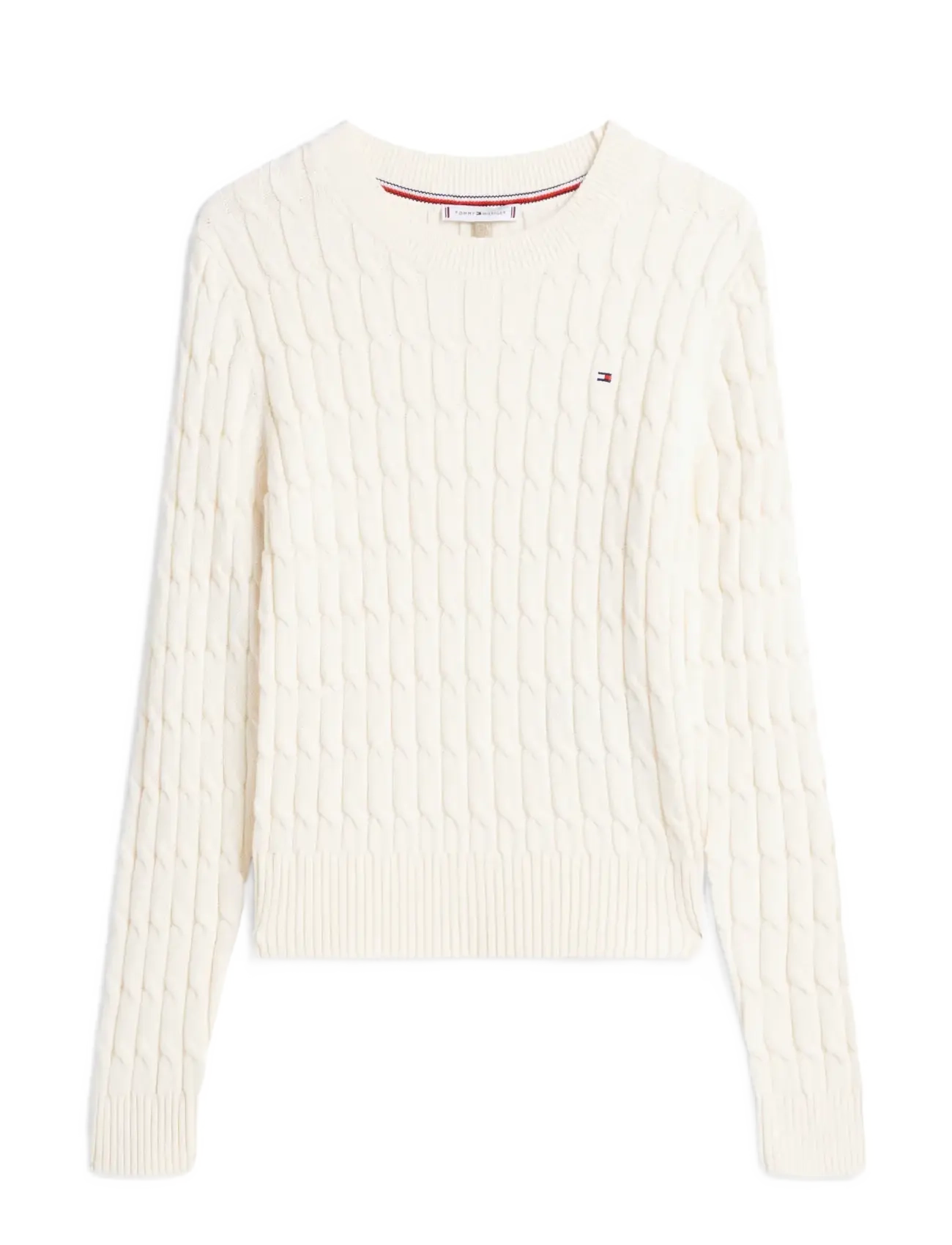 Tommy Hilfiger CO CABLE MID GG C-NK LS SWT - Modetrends - CALICO / cream