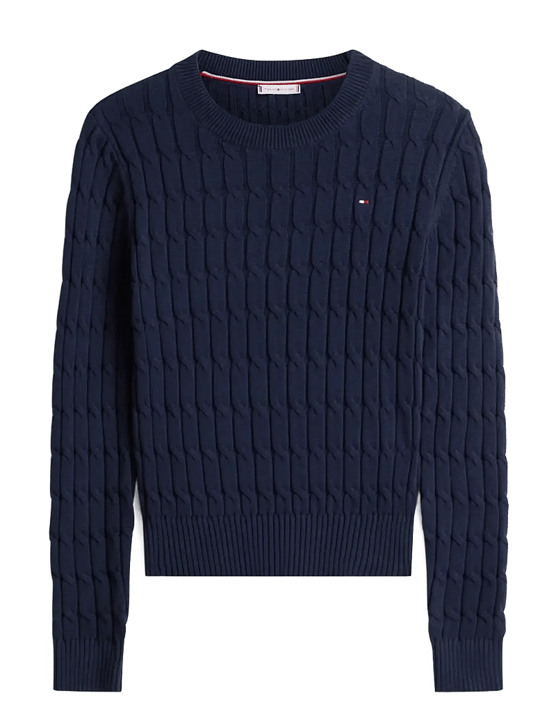 Tommy Hilfiger - CO CABLE MID GG C-NK LS SWT - stickade tröjor - dark night navy - 1
