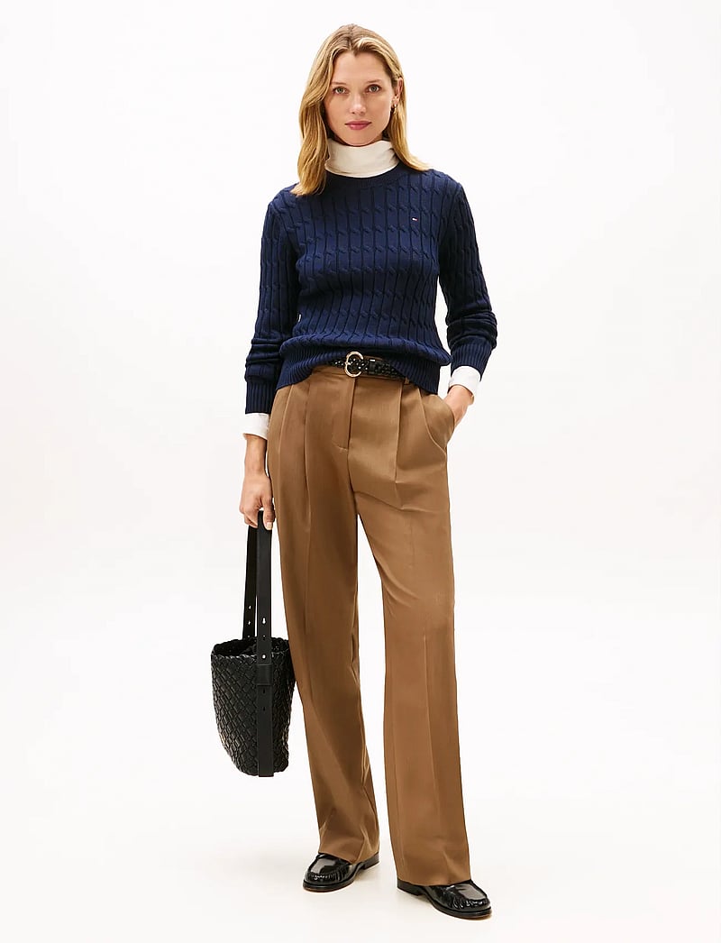 Tommy Hilfiger - CO CABLE MID GG C-NK LS SWT - stickade tröjor - dark night navy - 2