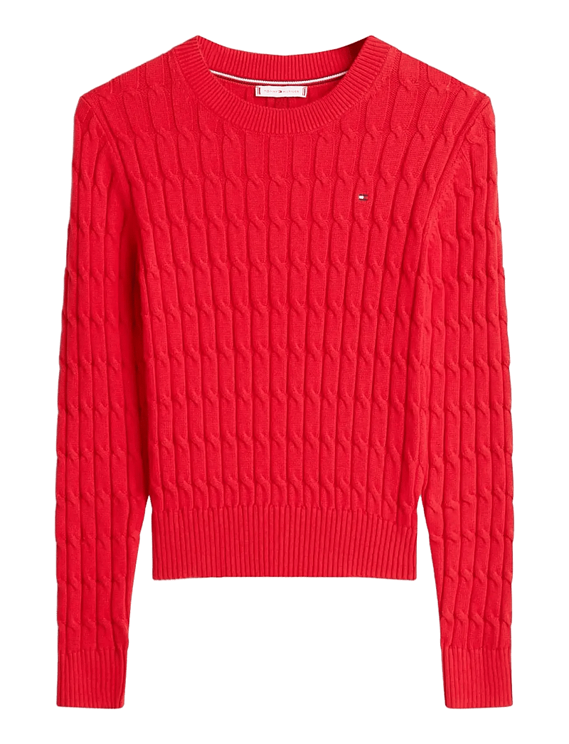 Tommy Hilfiger - CO CABLE MID GG C-NK LS SWT - jumpers - primary red - 1
