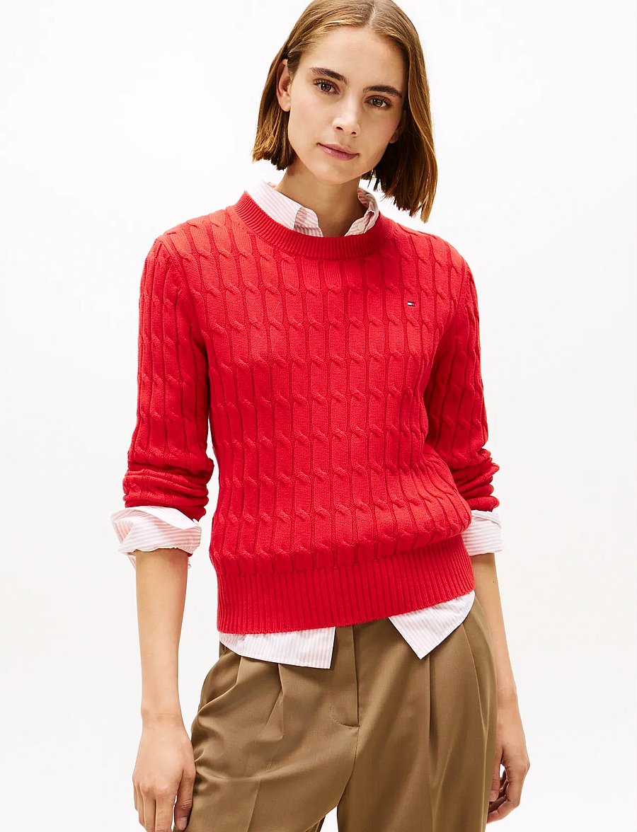 Tommy Hilfiger - CO CABLE MID GG C-NK LS SWT - pullover - primary red - 0