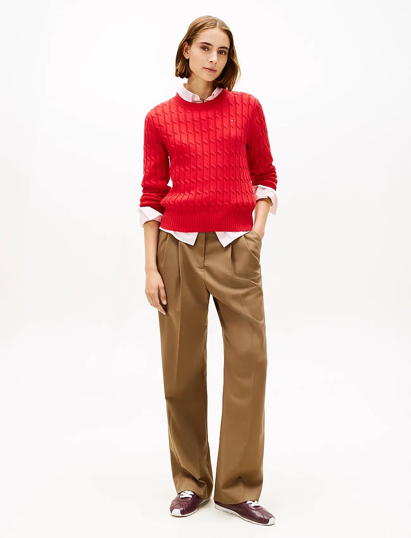 Tommy Hilfiger - CO CABLE MID GG C-NK LS SWT - jumpers - primary red - 2