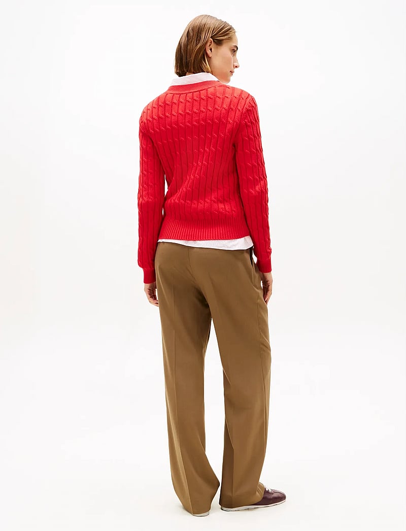 Tommy Hilfiger - CO CABLE MID GG C-NK LS SWT - jumpers - primary red - 3