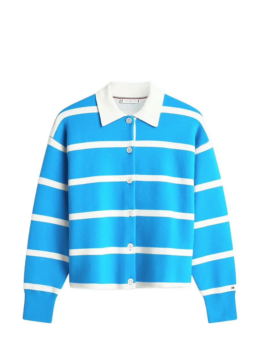 Tommy Hilfiger - MDRN RUGBY DF OVS BD LS SWT - cardigans - mesmerizing blue calico stp - 1