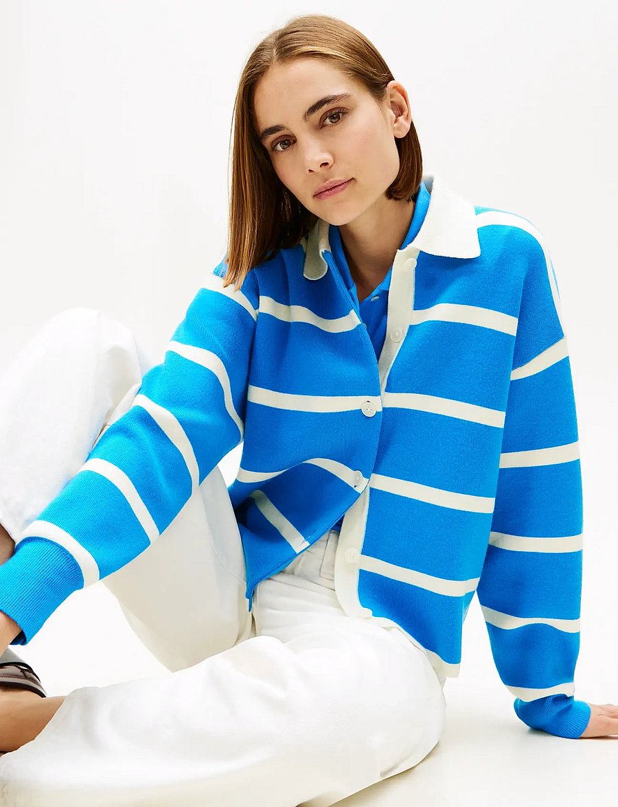 Tommy Hilfiger - MDRN RUGBY DF OVS BD LS SWT - cardigans - mesmerizing blue calico stp - 5