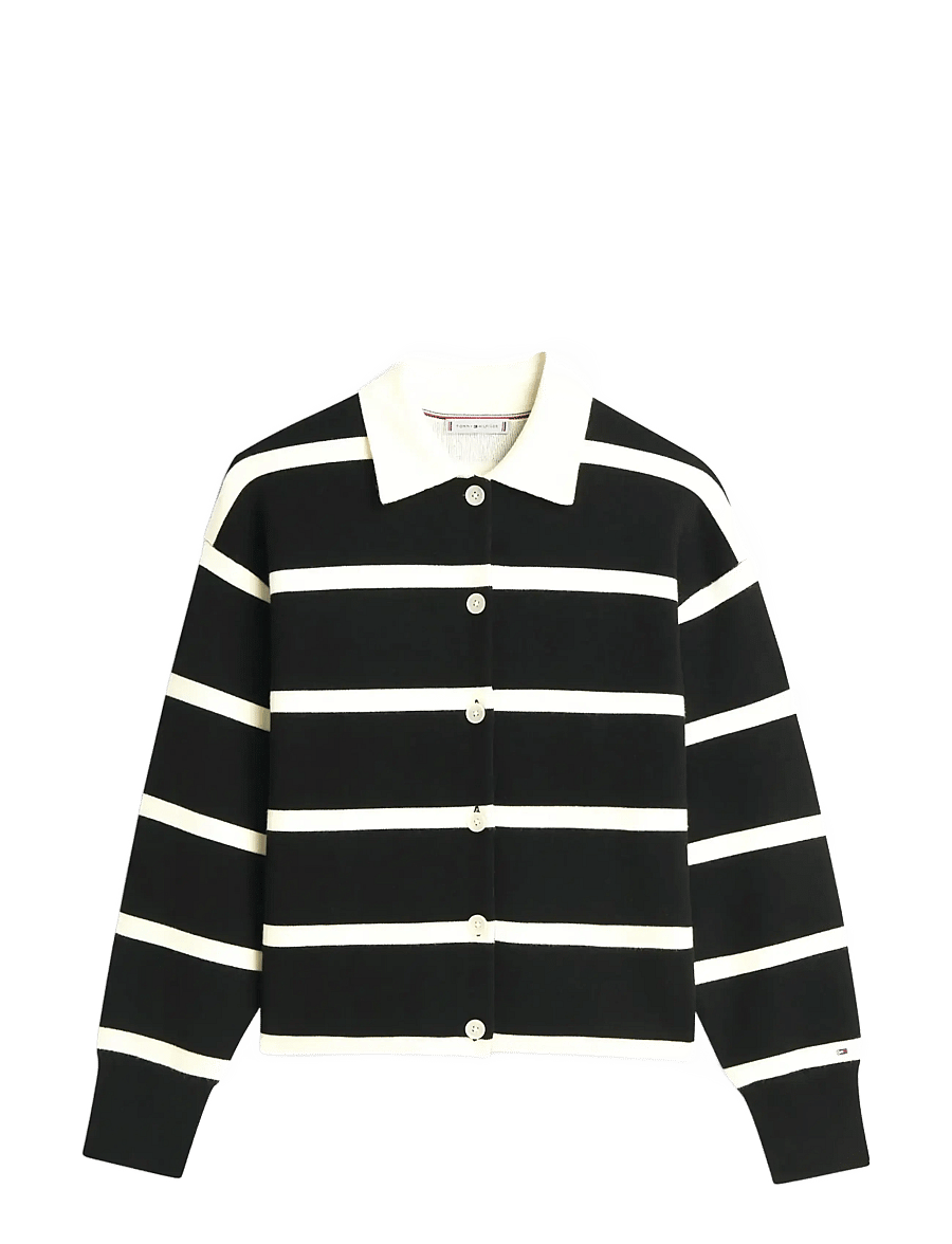 Tommy Hilfiger - MDRN RUGBY DF OVS BD LS SWT - koftor - black calico stp - 1