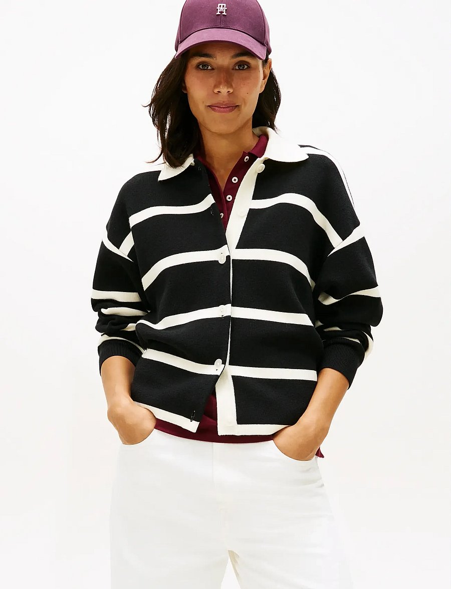 Tommy Hilfiger - MDRN RUGBY DF OVS BD LS SWT - koftor - black calico stp - 0