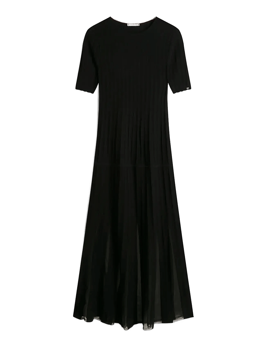 Tommy Hilfiger - FESTIVE PLEATED MAXI SL DRESS - strikkjoler - black - 1
