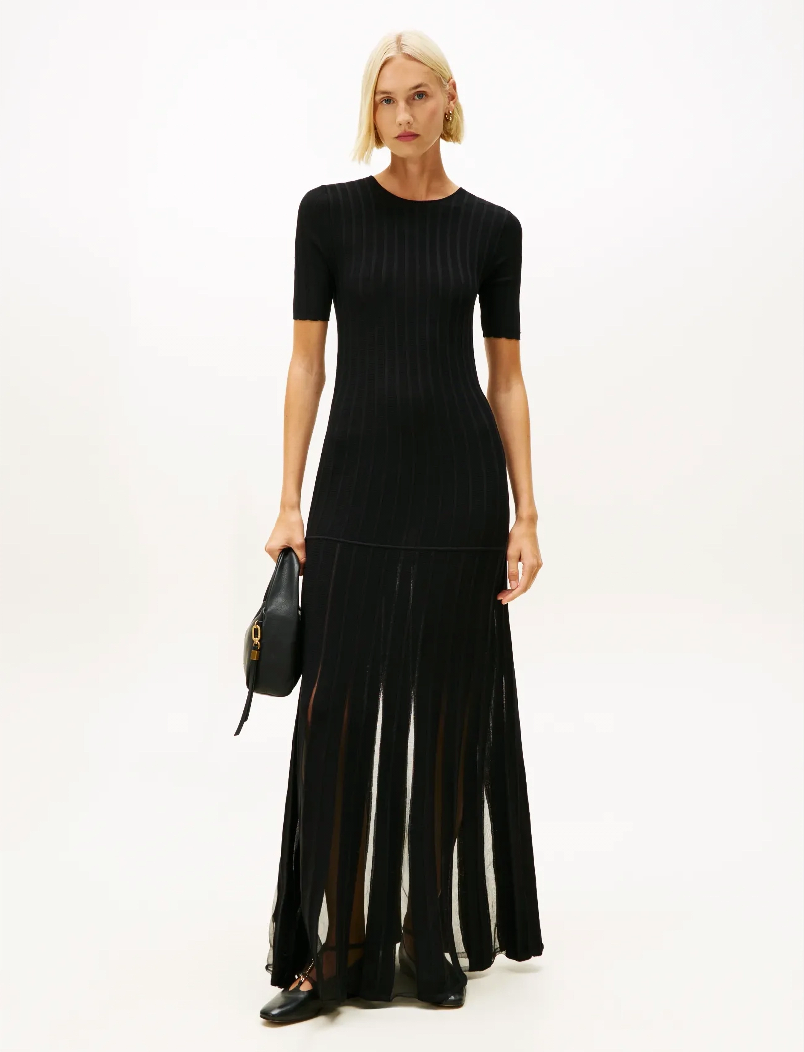Tommy Hilfiger FESTIVE PLEATED MAXI SL DRESS - Tommy Hilfiger - BLACK / black